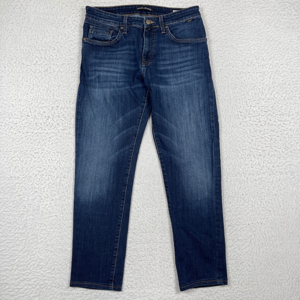 Mavi Jeans Mens 31x30 (Fit 31x28) Blue Zach Straight Dark Classic Casual Denim